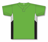 Athletic Knit (AK) BA1763A-107 Adult Lime Green/White/Black One-Button Baseball Jersey