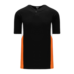 Athletic Knit (AK) BA1763Y-223 Youth Black/White/Orange One-Button Baseball Jersey