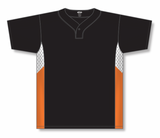 Athletic Knit (AK) BA1763A-223 Adult Black/White/Orange One-Button Baseball Jersey