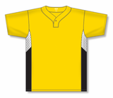 Athletic Knit (AK) BA1763A-256 Adult Maize/White/Black One-Button Baseball Jersey