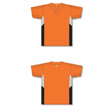 Athletic Knit (AK) BA1763A-330 Adult Orange/White/Black One-Button Baseball Jersey