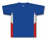 Athletic Knit (AK) BA1763Y-333 Youth Royal Blue/White/Red One-Button Baseball Jersey