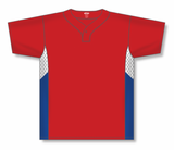 Athletic Knit (AK) BA1763Y-344 Youth Red/White/Royal Blue One-Button Baseball Jersey