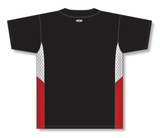 Athletic Knit (AK) BA1763Y-348 Youth Black/White/Red One-Button Baseball Jersey