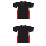 Athletic Knit (AK) BA1763A-348 Adult Black/White/Red One-Button Baseball Jersey