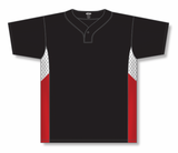 Athletic Knit (AK) BA1763A-348 Adult Black/White/Red One-Button Baseball Jersey