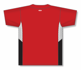 Athletic Knit (AK) BA1763A-414 Adult Red/White/Black One-Button Baseball Jersey
