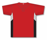 Athletic Knit (AK) BA1763Y-414 Youth Red/White/Black One-Button Baseball Jersey