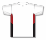 Athletic Knit (AK) BA1763A-415 Adult White/Red/Black One-Button Baseball Jersey