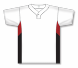 Athletic Knit (AK) BA1763A-415 Adult White/Red/Black One-Button Baseball Jersey