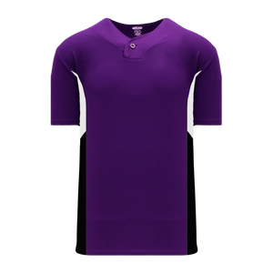 Athletic Knit (AK) BA1763A-438 Adult Purple/White/Black One-Button Baseball Jersey