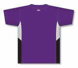 Athletic Knit (AK) BA1763Y-438 Youth Purple/White/Black One-Button Baseball Jersey