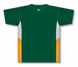 Athletic Knit (AK) BA1763A-439 Adult Dark Green/White/Gold One-Button Baseball Jersey