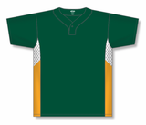 Athletic Knit (AK) BA1763Y-439 Youth Dark Green/White/Gold One-Button Baseball Jersey