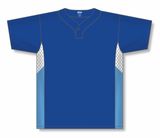 Athletic Knit (AK) BA1763Y-445 Youth Royal Blue/White/Sky Blue One-Button Baseball Jersey