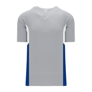 Athletic Knit (AK) BA1763Y-450 Youth Grey/White/Royal Blue One-Button Baseball Jersey