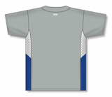 Athletic Knit (AK) BA1763A-450 Adult Grey/White/Royal Blue One-Button Baseball Jersey