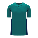 Athletic Knit (AK) BA1763A-456 Adult Pacific Teal/White/Navy One-Button Baseball Jersey