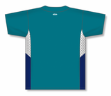 Athletic Knit (AK) BA1763Y-456 Youth Pacific Teal/White/Navy One-Button Baseball Jersey