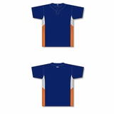 Athletic Knit (AK) BA1763Y-465 Youth Navy/White/Orange One-Button Baseball Jersey