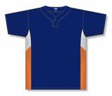 Athletic Knit (AK) BA1763Y-465 Youth Navy/White/Orange One-Button Baseball Jersey