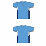 Athletic Knit (AK) BA1763A-475 Adult Sky Blue/White/Navy One-Button Baseball Jersey