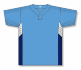 Athletic Knit (AK) BA1763A-475 Adult Sky Blue/White/Navy One-Button Baseball Jersey