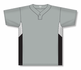 Athletic Knit (AK) BA1763A-973 Adult Grey/White/Black One-Button Baseball Jersey