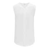 Athletic Knit (AK) BA1812A-000 Adult White Sleeveless Full Button Baseball Jersey