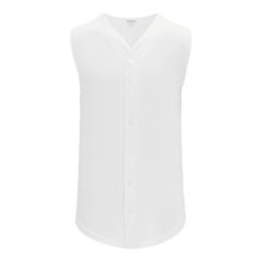Athletic Knit (AK) BA1812A-000 Adult White Sleeveless Full Button Baseball Jersey - CLOSEOUT