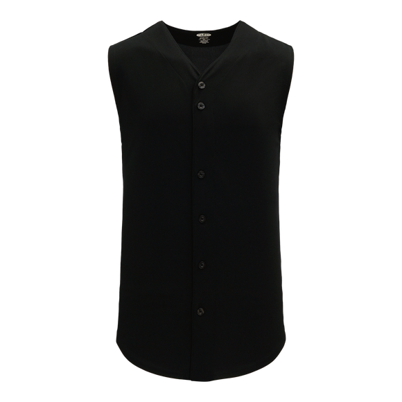 Athletic Knit (AK) BA1812Y-001 Youth Black Sleeveless Full Button Baseball Jersey