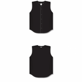 Athletic Knit (AK) BA1812A-001 Adult Black Sleeveless Full Button Baseball Jersey