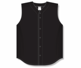 Athletic Knit (AK) BA1812A-001 Adult Black Sleeveless Full Button Baseball Jersey