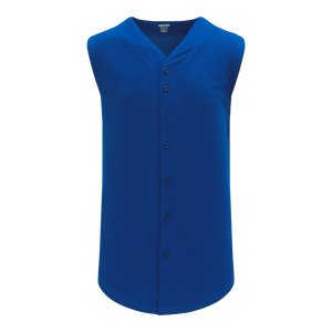Athletic Knit (AK) BA1812A-002 Adult Royal Blue Sleeveless Full Button Baseball Jersey