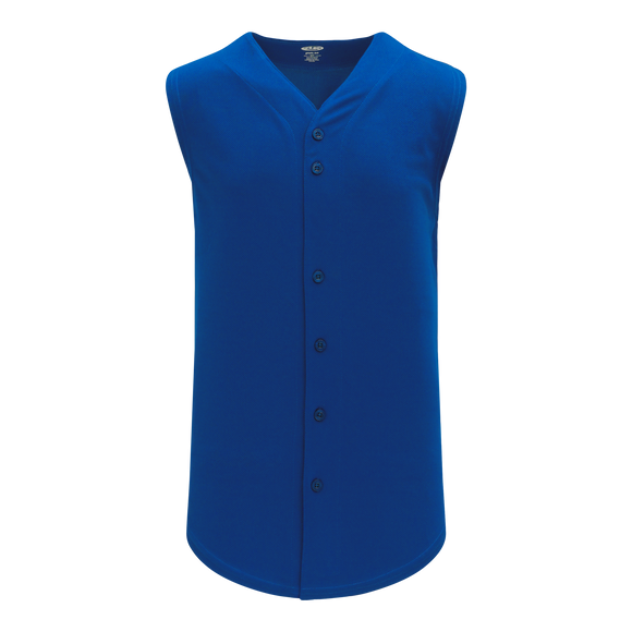 Athletic Knit (AK) BA1812A-002 Adult Royal Blue Sleeveless Full Button Baseball Jersey