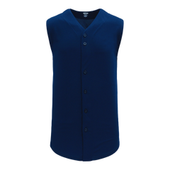 Athletic Knit (AK) BA1812A-004 Adult Navy Sleeveless Full Button Baseball Jersey - CLOSEOUT