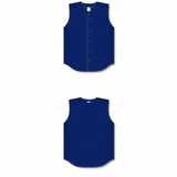 Athletic Knit (AK) BA1812A-004 Adult Navy Sleeveless Full Button Baseball Jersey