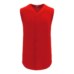 Athletic Knit (AK) BA1812Y-005 Youth Red Sleeveless Full Button Baseball Jersey - CLOSEOUT