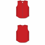 Athletic Knit (AK) BA1812A-005 Adult Red Sleeveless Full Button Baseball Jersey