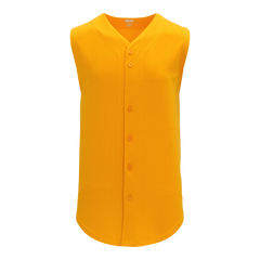Athletic Knit (AK) BA1812A-006 Adult Gold Sleeveless Full Button Baseball Jersey - CLOSEOUT