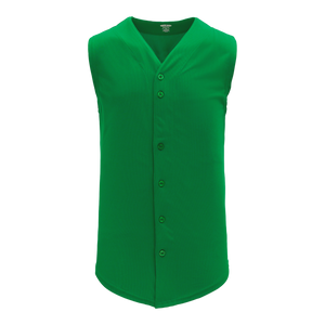 Athletic Knit (AK) BA1812A-007 Adult Kelly Green Sleeveless Full Button Baseball Jersey