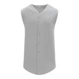Athletic Knit (AK) BA1812A-012 Adult Grey Sleeveless Full Button Baseball Jersey