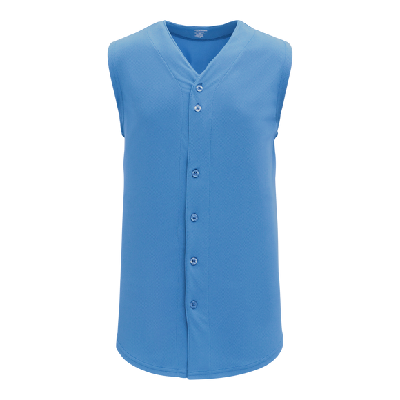 Athletic Knit (AK) BA1812A-018 Adult Sky Blue Sleeveless Full Button Baseball Jersey