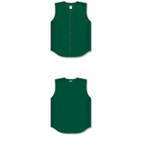 Athletic Knit (AK) BA1812A-029 Adult Dark Green Sleeveless Full Button Baseball Jersey