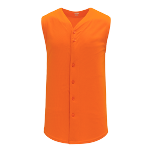 Athletic Knit (AK) BA1812A-064 Adult Orange Sleeveless Full Button Baseball Jersey