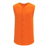 Athletic Knit (AK) BA1812A-064 Adult Orange Sleeveless Full Button Baseball Jersey
