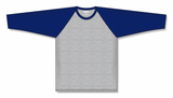 Athletic Knit (AK) BA1846A-921 Adult Heather Grey/Navy Pullover Baseball Jersey