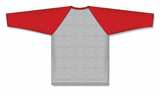 Athletic Knit (AK) BA1846A-923 Adult Heather Grey/Red Pullover Baseball Jersey