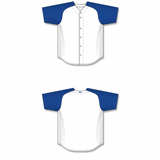 Athletic Knit (AK) BA1875A-207 Adult White/Royal Blue Full Button Baseball Jersey
