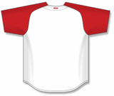Athletic Knit (AK) BA1875A-209 Adult White/Red Full Button Baseball Jersey